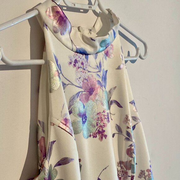 Metallic Floral Halter Gown - Eliza J. - Picture 3 of 10